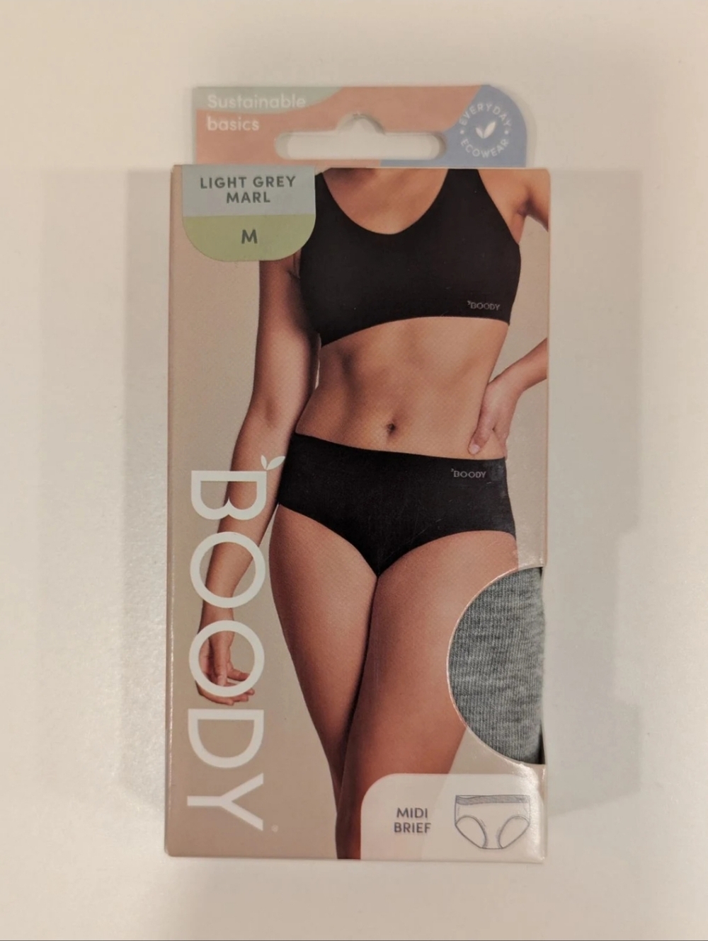 Boody Midi Brief in Light Grey Marl - bamboo breathable